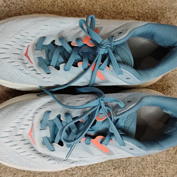 Hoka Athletic Shoes in Blue and Coral - Picture 2 of 10